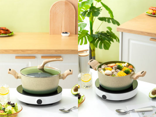 Erstklassiges 7-teiliges Aluminiumkochgeschirr eingestellt für Induktion Cooktops-Grün