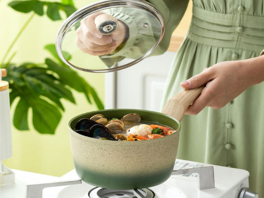 Beständige Griffe Hochleistungs-Aluminiumkasserollen-Pan Non Stick With Heats und Glasdeckel