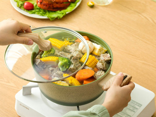 Beständige Griffe Hochleistungs-Aluminiumkasserollen-Pan Non Stick With Heats und Glasdeckel
