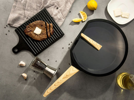 Aluminiumkochgeschirr 11Inch, das Pan Heavy Duty With Stainless-Stahlbasis brät
