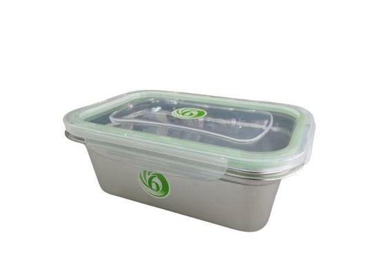 Mehrfachverwendbarer Behälter aus Edelstahl mit einem transparenten Plastikdeckel von 18 cm