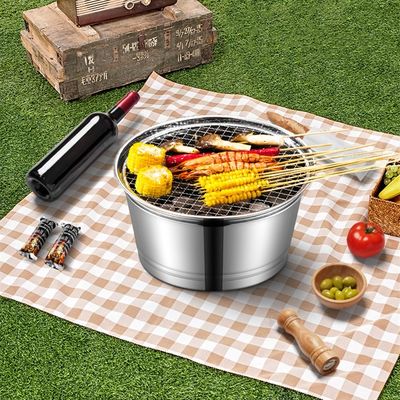 Portabler Grillkocher aus Edelstahl 29cm für Camping