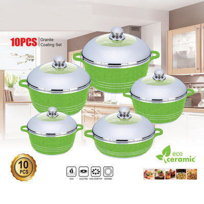 10 Stück neues Design Druckguss Aluminium Kochgeschirr Set Suppen Topf