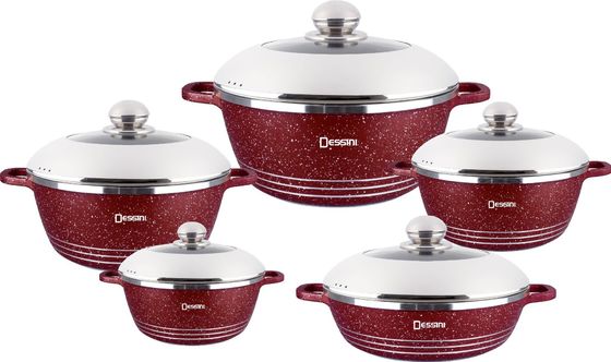 10 Stück neues Design Druckguss Aluminium Kochgeschirr Set Suppen Topf