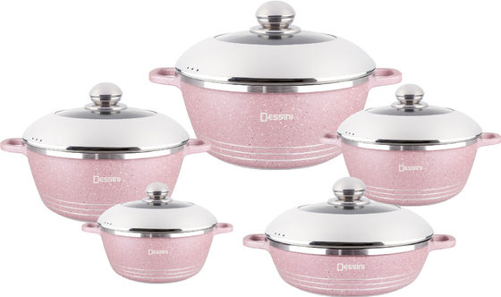 10 Stück neues Design Druckguss Aluminium Kochgeschirr Set Suppen Topf