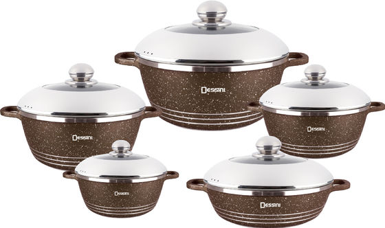 10 Stück neues Design Druckguss Aluminium Kochgeschirr Set Suppen Topf