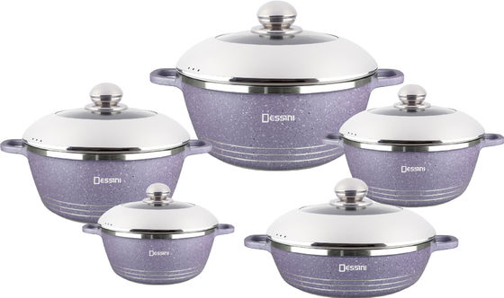 10 Stück neues Design Druckguss Aluminium Kochgeschirr Set Suppen Topf