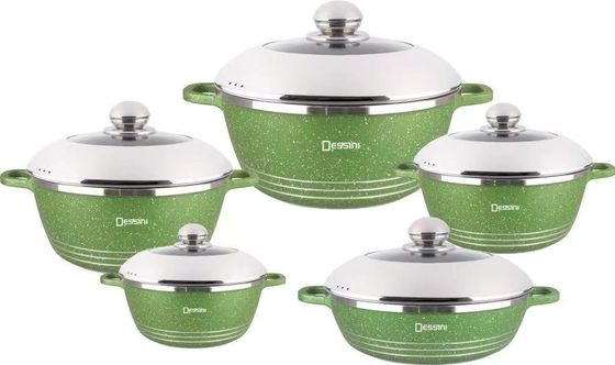 10 Stück neues Design Druckguss Aluminium Kochgeschirr Set Suppen Topf