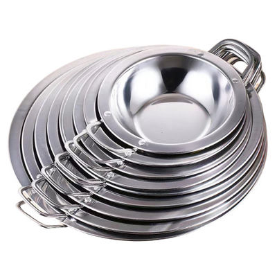 Lebensmittelqualität 18-32 cm Edelstahlpfanne flacher Boden