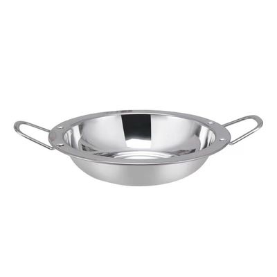 Lebensmittelqualität 18-32 cm Edelstahlpfanne flacher Boden