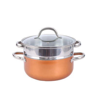 Ofensicher Orange Aluminium Kochgeschirr Set mit Silikongriff