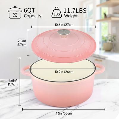 5.5Qt Emaillierte Gusseisen-Niederländische Ofen - Perfekt zum Backen von Brot und Sauerteig, Ofensicher