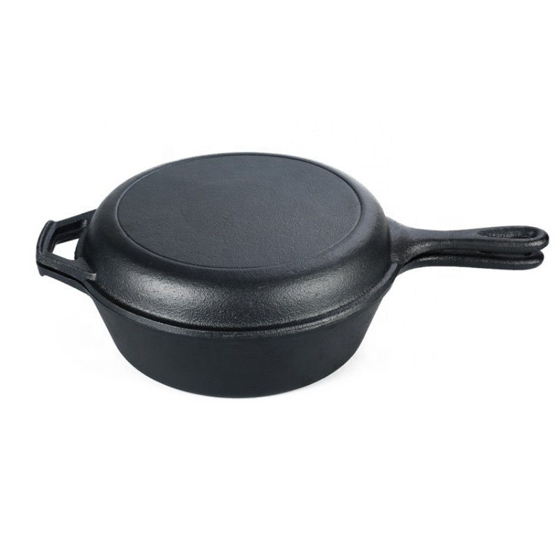 3.2Quart Roheisen-Bratpfanne Pan Casserole 2 in 1 für das Kampieren und Kochen das im Freien