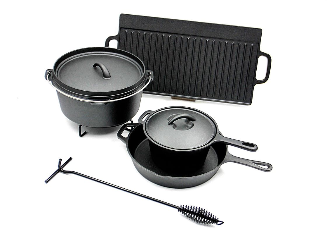 Nicht Stock, der das Satz-Roheisen kochend brät Zertifikate Pan Sets SGE/LFGB/FAD kampiert