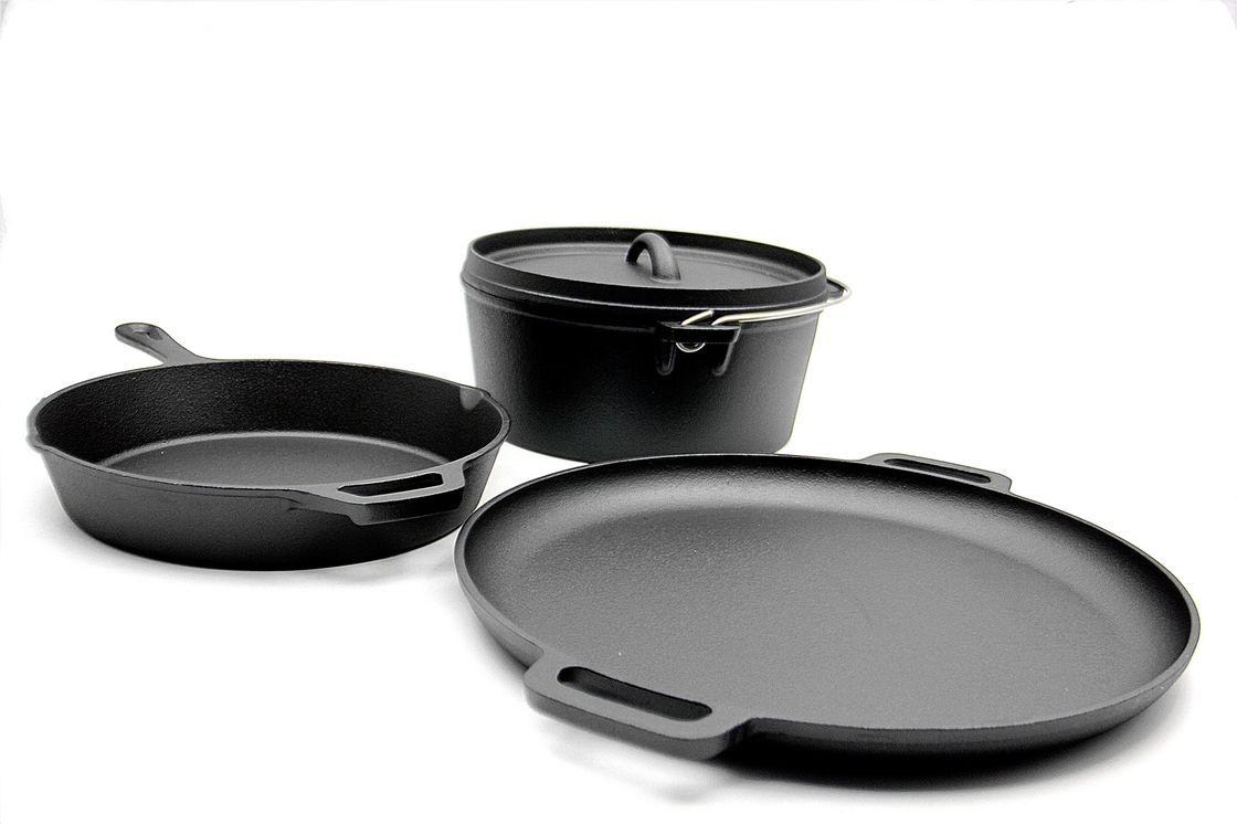 Roheisen-Bratpfanne, Grill Pan, Stück-Satz des Schmortopfs 3 würzte vor für allen Ofen