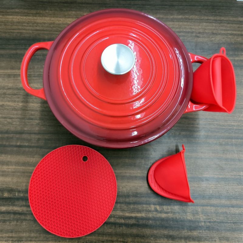 Premium 6 Quart Emaillierte Gusseisen-Ofen mit Deckel - Erhältlich in 6 Farben mit Silikonhandschuhen &amp; Topfhalter