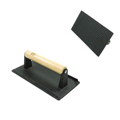 21X11X1.2cm rechteckige Roheisen-Steak-Presse mit Holzgriff