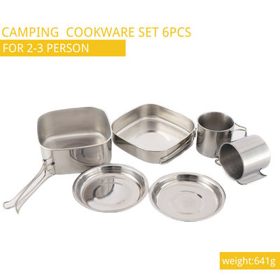 H6.8CM, das Edelstahl-kampierendes Kochgeschirr 6pcs/Set kochend des Satz-D14.7CM kampiert