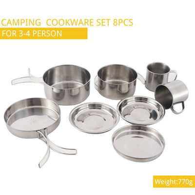 8pcs, das kampiert, das Satz-rostfreie Kampieren kochend ein, stellte das Wandern des Topfes ISO9001