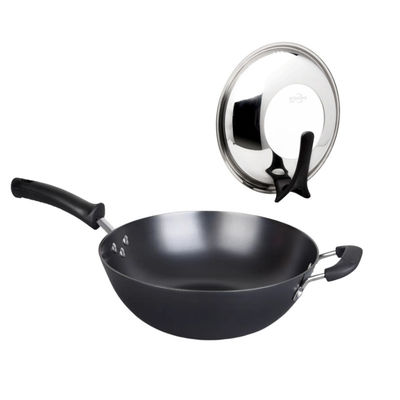 Rost-Beweis-chinesischer Wok-Pan Pre Seasoned With Glass-Deckel ISO9001