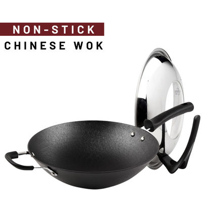 Rühren Sie chinesischen Wok Fischrogen-chinesischer Wok-Pan Anti Rust Non Sticks mit Deckel